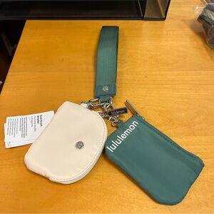 lululemon athletica Green and Cream Wristlet Set
